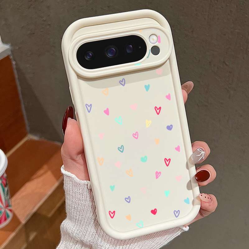 Google Pixel 8A - เคสโทรศัพท์แบบนิ่มลายหัวใจสีสันสดใส สำหรับ Google Pixel 10 9